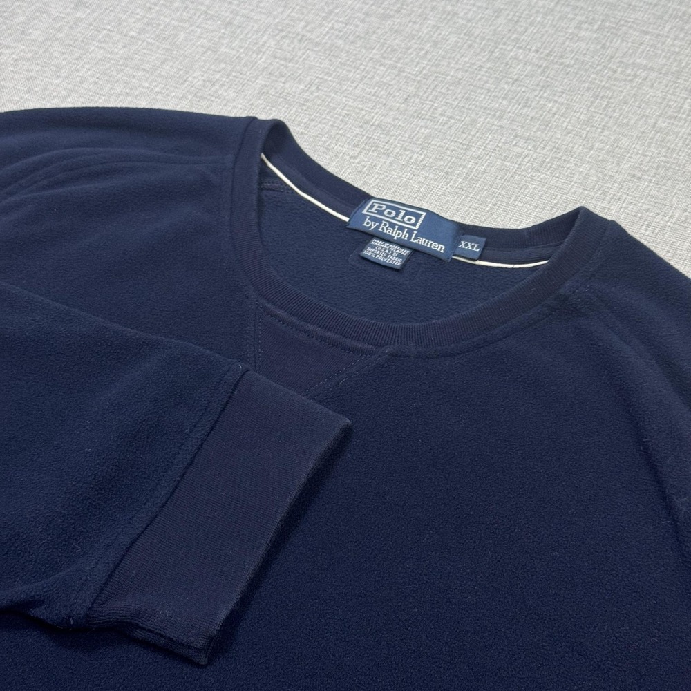 Polo Ralph Lauren Fleece Sweatshirt Mens 2XL Blue Pullover Crew Neck Long Sleeve